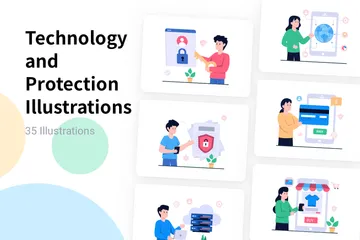 Tecnología y protección Paquete de Ilustraciones