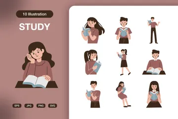 Teenager Study Illustration Pack