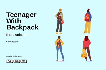 Teenager With Backpack Illustration Pack