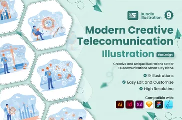 Telecomunicações Criativas Modernas Pacote de Ilustrações