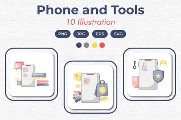 Telefone e ferramentas Pacote de Ilustrações