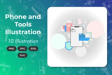 Teléfono y herramientas Paquete de Ilustraciones