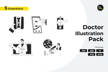 Telehealth And Medical Diagnosis Illustration Pack