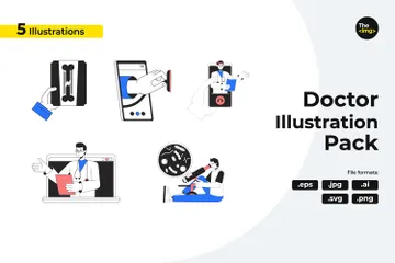 Telemedicine And Medical Diagnosis Illustration Pack