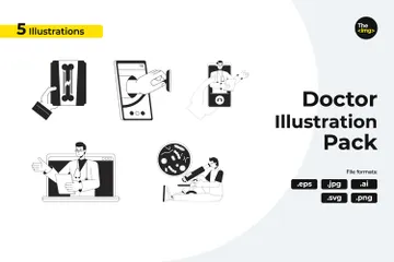 Télésanté et diagnostic médical Illustration Pack