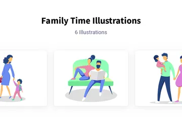 Tempo para a família Pacote de Ilustrações