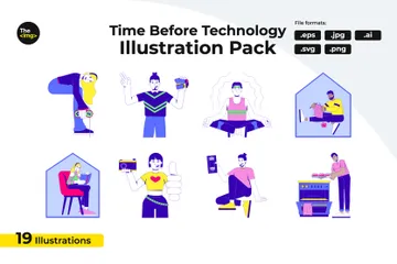 Le temps avant la technologie Illustration Pack