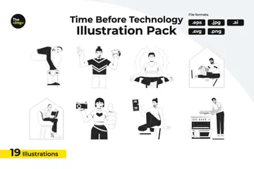 Le temps avant la technologie Illustration Pack