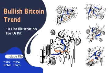 Tendencia alcista de Bitcoin Paquete de Ilustraciones