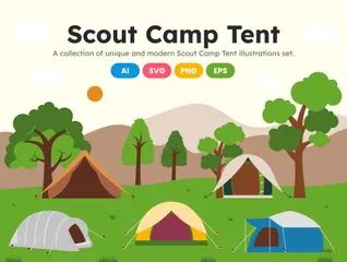 Tente de camp scout Pack d'Illustrations