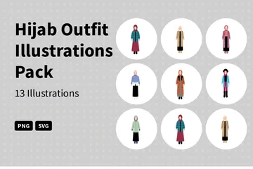 Tenue Hijab Pack d'Illustrations