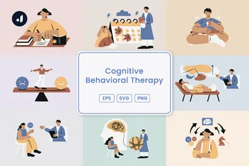 Terapia cognitiva comportamental Pacote de Ilustrações