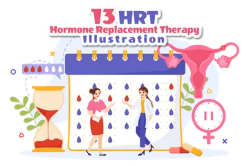 Terapia de reposição hormonal Pacote de Ilustrações