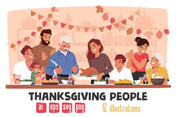 Thanksgiving People Illustration Pack