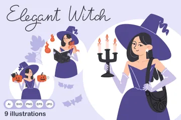 Elegant Witch Illustration Pack