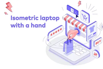 The Hand Comes Out Of The Laptop Screen Illustration Pack