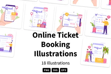 Online Ticket Booking Illustration Pack