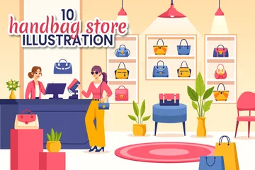 Tienda de bolsos Paquete de Ilustraciones