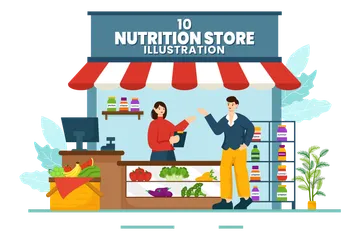 Tienda de nutrición Paquete de Ilustraciones