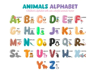 Tiere Alphabet Illustrationspack