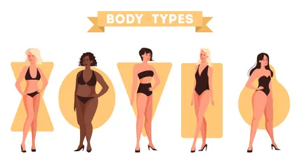 Tipos de corpo feminino Pacote de Ilustrações