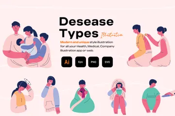 Tipos de doenças Pacote de Ilustrações