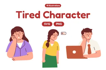 Tired Character Illustration Pack