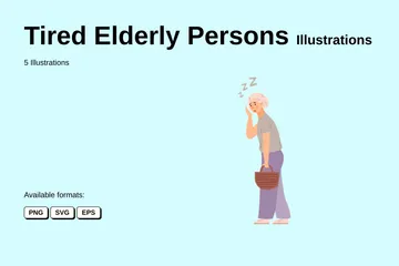 Tired Elderly Persons Illustration Pack