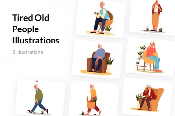 Tired Old People Illustration Pack