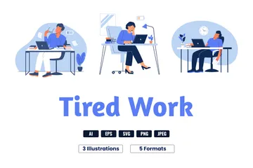 Tired Work Illustration Pack