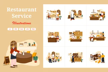 Títulos de servicios de restaurante Paquete de Ilustraciones