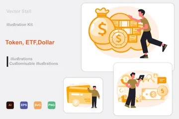 Token, ETF, Dólar Paquete de Ilustraciones