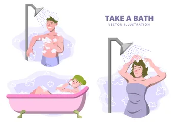 Tome um banho Pacote de Ilustrações