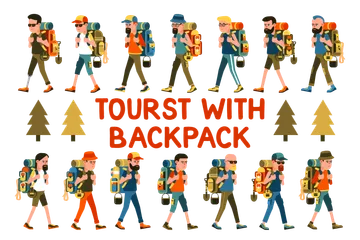 Tourist mit Rucksack Illustrationspack