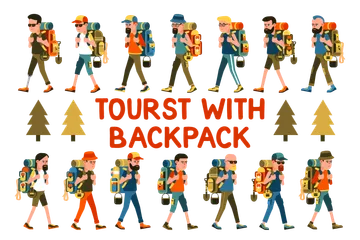 Tourist With Backpack Illustration Pack