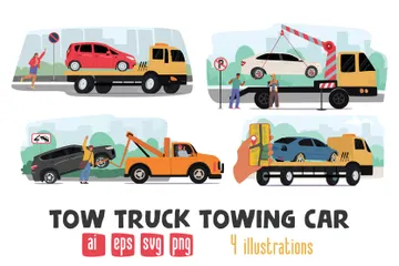 Tow Truck Towing Car Illustration Pack