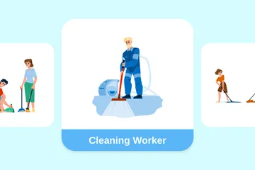 Trabajador de limpieza Paquete de Ilustraciones