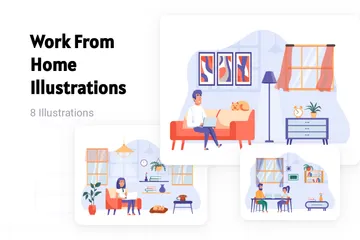 Trabajar desde casa Illustration Pack