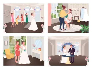 Tradições de celebração de casamento Pacote de Ilustrações