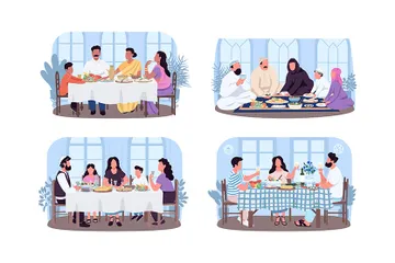 Traditional Family Dinners Illustration Pack