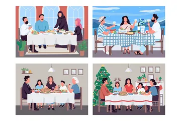 Traditional Family Dinners Illustration Pack