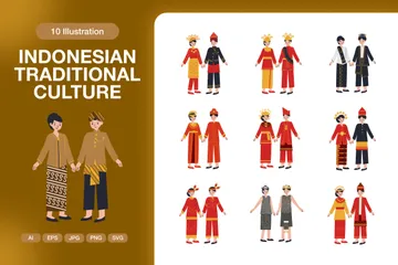 Traditionelle indonesische Kultur Illustrationspack