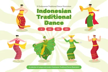 Traditioneller indonesischer Tanz Illustrationspack