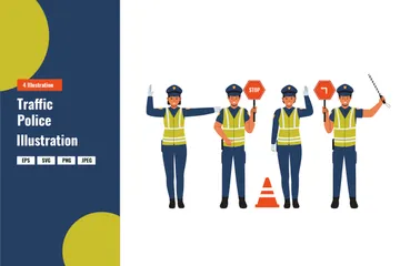 Traffic Police Illustration Pack