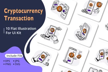 Transacción de criptomonedas Paquete de Ilustraciones