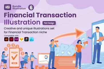 Transacción financiera Paquete de Ilustraciones