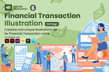 Transacción financiera Paquete de Ilustraciones