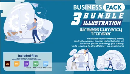 Transferencia de moneda inalámbrica Paquete de Ilustraciones