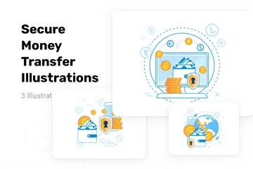 Transferencia de dinero segura Illustration Pack