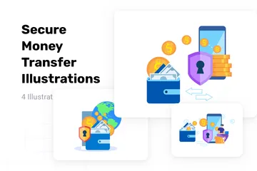 Transfert d'argent sécurisé Pack d'Illustrations